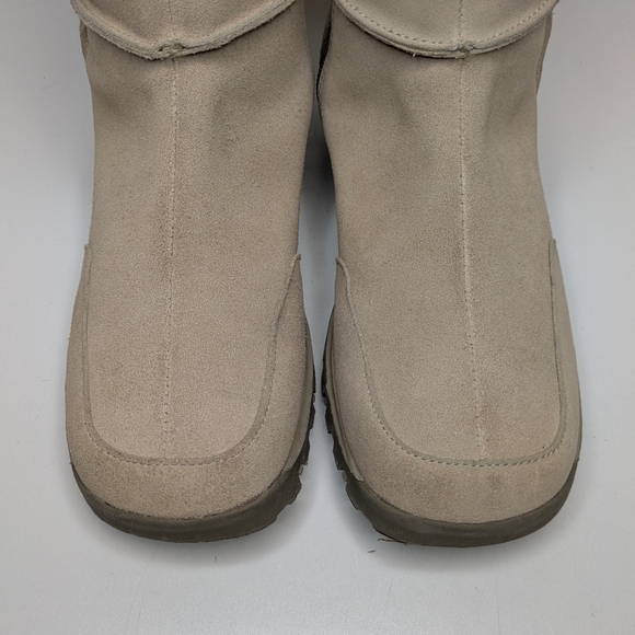 Skechers Outdoor Y2K Leather Suede Cream Tan Mid Calf Boots Side Zip Size 7 - Picture 6 of 8